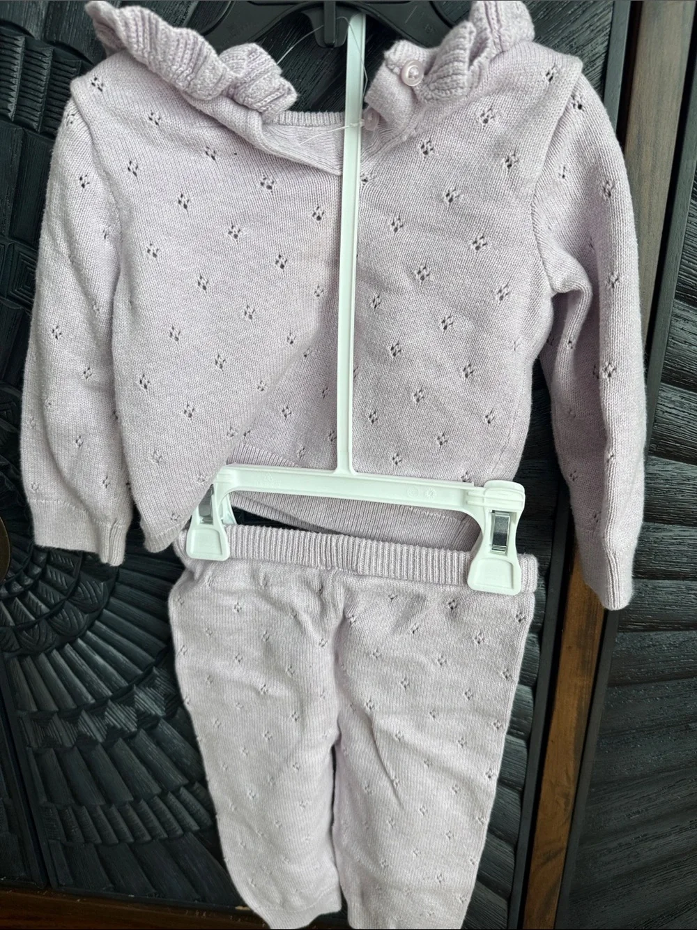 GAP Light Lilac Knit Set 6-12M with Ruffle Collar